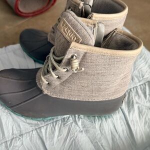 Sperry Gray and Teal Waterproof Boots